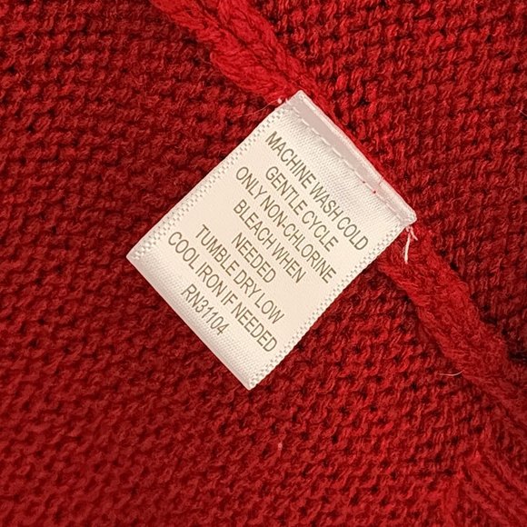 Kim Roger's Red Cable Knit Sweater 2 Button Front Closure. Women's Size L - Picture 6 of 9